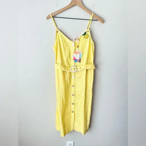 Ted Baker yellow stripe summer sundress dress 2 NEW - Picture 7 of 11